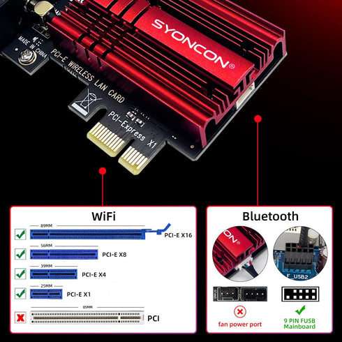 WiFi 6E AXE5400 PCIe WiFi Card Intel AX210 Chipset with Bluetooth 5.3 Adapter Tri-Band 2.4G/5G/6GHz 5374Mbps PCI Express Wireless Network Card for...