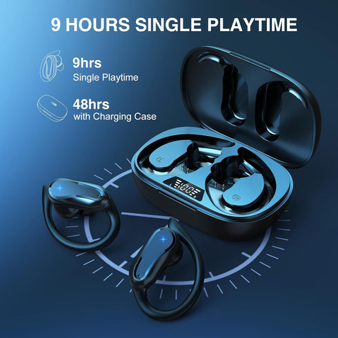 Wireless Earbuds Bluetooth Headphones 48Hrs Playtime IPX7 Waterproof 5.1 HiFi Earbuds,LED Display Sports Ear Buds with Earhooks for Workout Gym Ou...