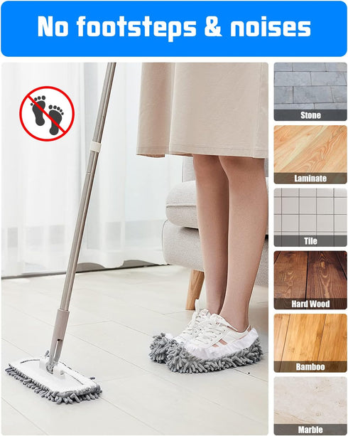 8 Pcs Mop Slippers Socks Floor Cleaning,Microfiber Shoe Covers dust Washable Reusable for Woman Man House Kitchen (Grey)...