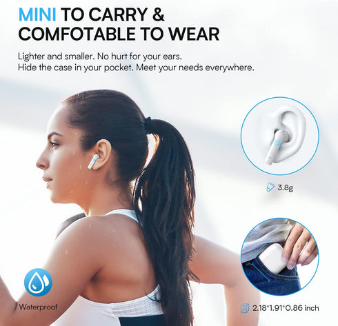 BEBEN Wireless Earbuds 35H Playtime Waterproof Bluetoth Ear Buds, Touch Control Stereo Sound Bluetooth Earbuds with Mic, Wireless Headphones with ...