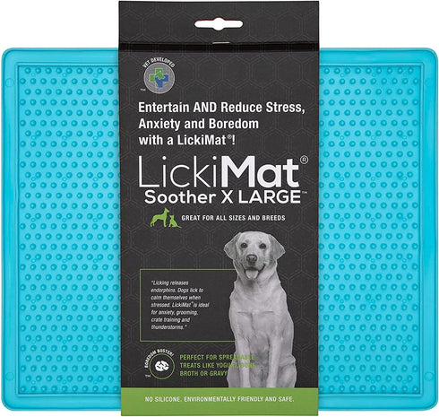 LickiMat X Large Breed Soother Dog Lick Mat Dog Calmer Slow Feeder, Anxiety Reliever Alternative to Puzzle Toys, Slow Feeding Bowls. Use Peanut Bu...