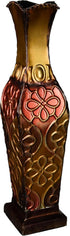 Elements Harlequin Embossed Decorative Metal Vase, Home Decor for Dried Flower and Artificial Floral Arrangements, Living Room, Bedroom, Table Cen...