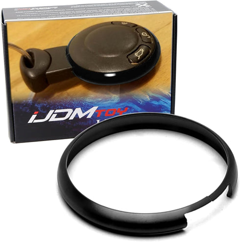 iJDMTOY Black Aluminum Smart Key Fob Surrounding Ring Decoration Compatible with 2008-2014/2015 Gen2 Mini Cooper R55 R56 R57 R58 R59 & Gen1 R60 R6...