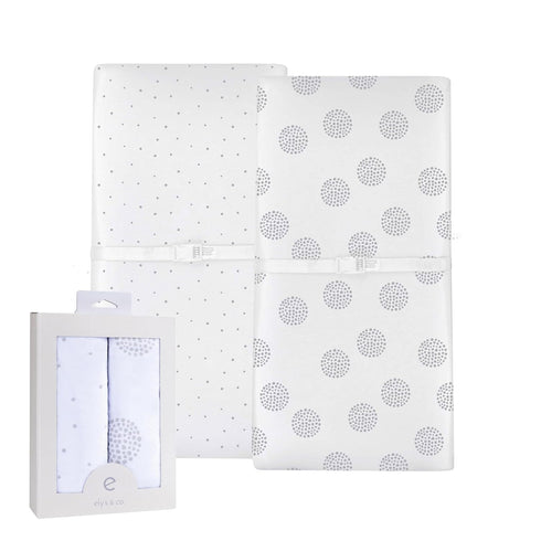 Changing Pad Covers - Cradle Sheets 2-Pack - 100% Jersey Cotton for Baby Boy or Baby Girl (Grey Dottie)...