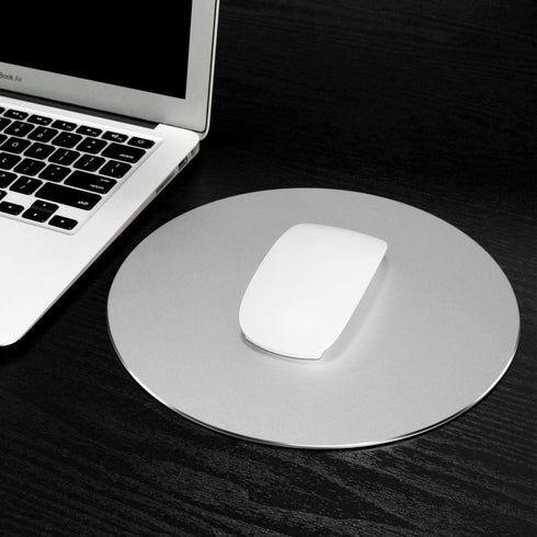 ProElife Premium Aluminum Metal Mouse Pad Mice Mat 8.66-inch Mousepad with Anti-Slip Base (Round, Silver Color)...