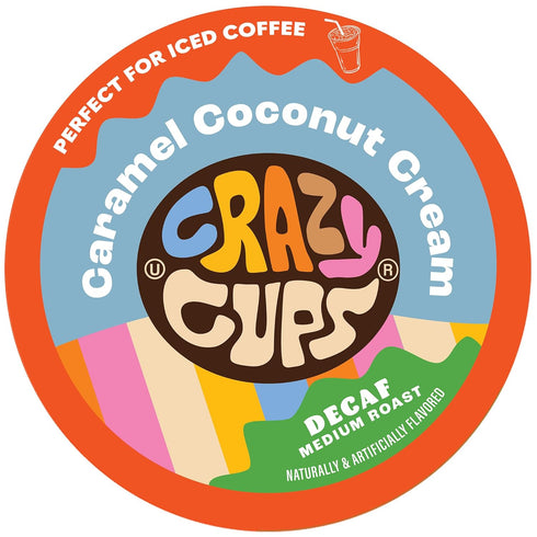 Crazy Cups Decaf Flavored Coffee Pods, Decaffeinated Coconut Caramelicious Flavored Coffee, Single Serve Hot or Iced Medium Roast Coffee for Keuri...