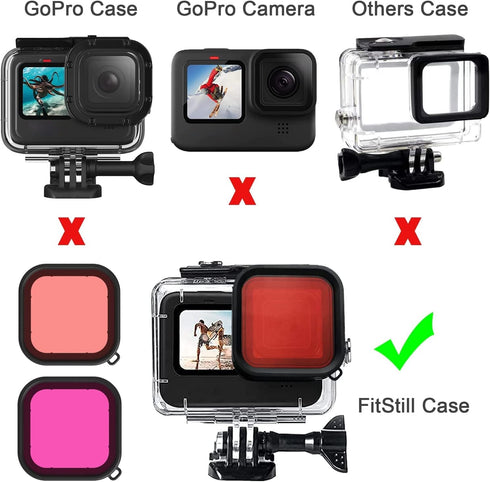 FitStill Waterproof Housing for Go Pro Hero 12 Black/Hero 11 Black/Hero 10 Black/Hero 9 Black,Protective 60M/196FT Underwater Dive Case Shell with...