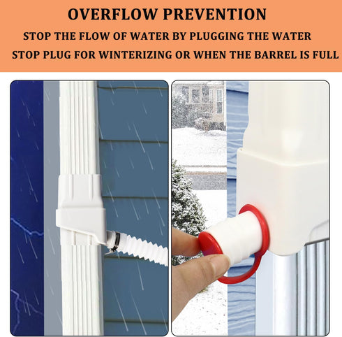 Rain Barrel Diverter Kit, Downspout Diverter for Diverting Water, Rainwater Collection System Fit for 2'' x 3'' Standard Gutter - White...
