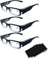 3 Pack Reading Glasses with Lights and Magnifier Reading Glasses with Lights in The Frame Bright Led Readers Magnifying Glasses with Light for Men...