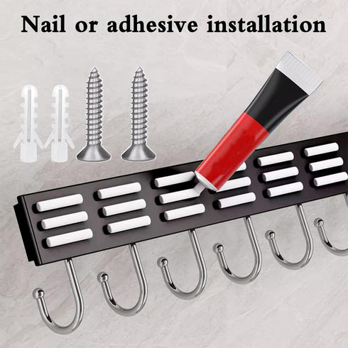 2PCS Utensil Racks with 8 Hooks 17 Inch Kitchen Utensil Holders Hanging Utensil Rack Multifunctional (17 inch)...