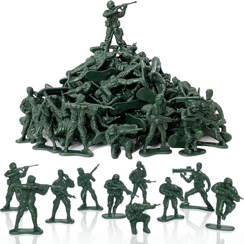 100 Pcs Army Men Toys for Boys, 10 Different Poses Soldier Set, 2.17" Green Plastic Army Men Toys for Kids...