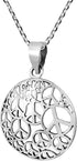 AeraVida Iconic Retro Multi Peace Symbol Sign Round .925 Sterling Silver Pendant Necklace...