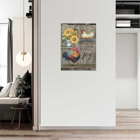 Country Rooster Wall Art Farm Chicken Hen Sunflower Canvas Prints Painting Farmhouse Rustic Animals Pictures Framed Artwork Home Decor for Kitchen...