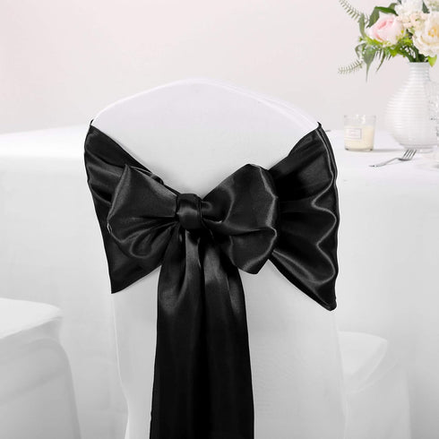 5-Pack Satin Table Runner Black 12 x 108 inches Long, Table Runners for Wedding, Birthday Parties, Banquets Decorations?5 Pack, 12x108 Inch, Black...