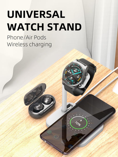2 in 1 Wireless Charger Stand for Samsung/Apple/Google Charging Dock, for Huawei GT/Samsung Galaxy/Pixel/Garmin/Diesel/Fossil/Fitbit/Skagen/Michae...