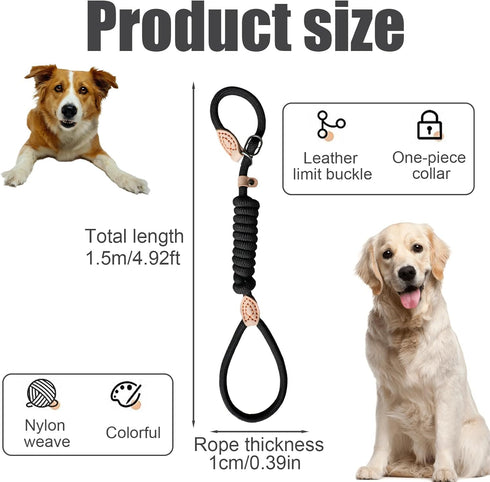 Dog Slip Leads 4.92ft Long Comfort Nylon Heavy Duty Dog Leash Durable Dog Leash with Adjustable Slipknot to Fit Medium or Large Dog Breeds Dog Rop...