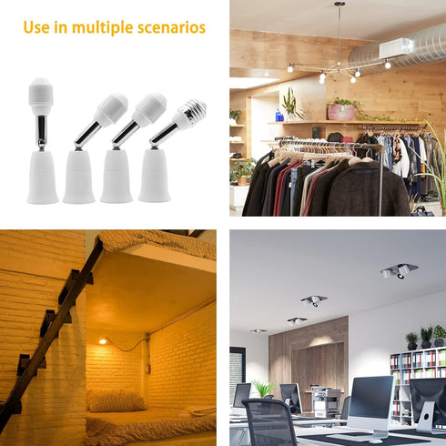 E26/E27 Light Socket Extender, 4.5 Inch Extension,Adjustable Vertical 90°Horizontal 360°, 100V - 250V, Max 150W, Medium Screw Base Light Converter...