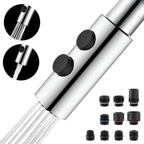Kitchen Sink Faucet Head Replacement - Chrome Kitchen Faucet Spray Head with 10 Adapters, Stainless Steel Pull Out Kitchen Faucet Replacement Spra...