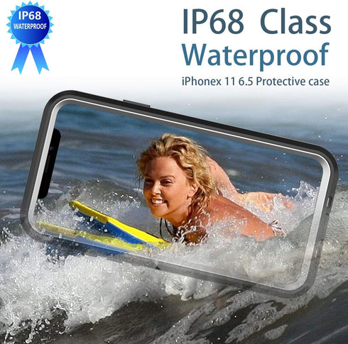 iPhone 11 Pro Max Waterproof Rugged Case - Slim Design with Built-in Screen Protector, Shockproof, 6.5" (Black&Gray)...