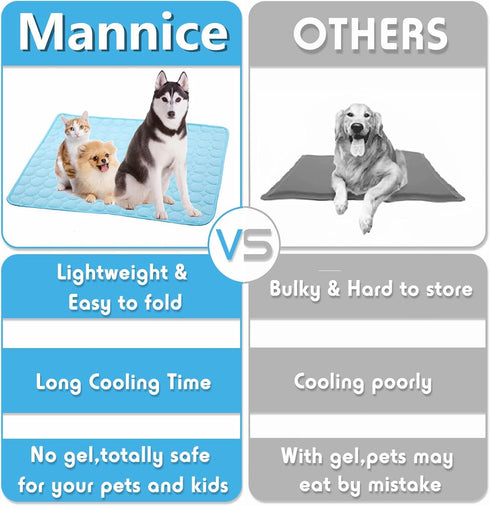 Dog Cooling Mat, Pet Cooling Mat for Dogs No Water or Electricity Needed Dog Cooling Pad for Kennels, Crates, Cars, Indoor & Outdoor Ice Silk Cool...