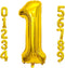Lovoir 40 Inch Large Gold Number 1 Balloon Extra Big Size Jumbo Digit Mylar Foil Helium Balloons for Birthday Party Celebration Decorations Gradua...