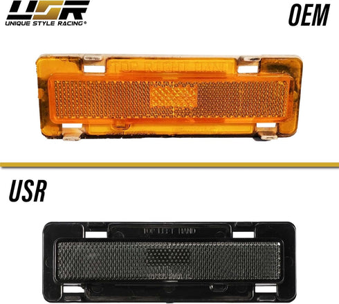 USR 85-92 IROC Camaro Side Marker Light – Smoke Front Bumper Sidemarker Lamps (Left + Right) - Compatible with 1985-1992 Chevrolet Chevy Camaro an...