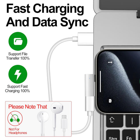 xiwxi 2Pack 90 Degree Lightning to USB C Charger Converter for iPhone 15/15Pro/15 Pro Max Plus,Samsung S24 S23,iPad Air,27W PD Fast Charging&Data ...