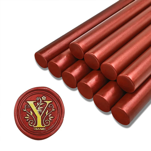 Glue Gun Fire Paint Wax Sticks, Sealing Wax Stick Wax Strips Vintage Fire Paint for Stamps, Cards, Envelope Seals, Documents-10 Pack (Flame red)...
