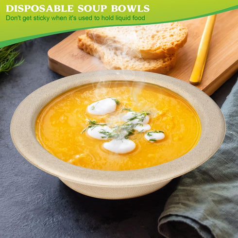 12oz Small Paper Bowls Disposable, 50 Pack Compostable Bowls, Eco-Friendly Biodegradable Bowls Made Of Sugarcane, Heavy Duty Serving Bowls For Ice...