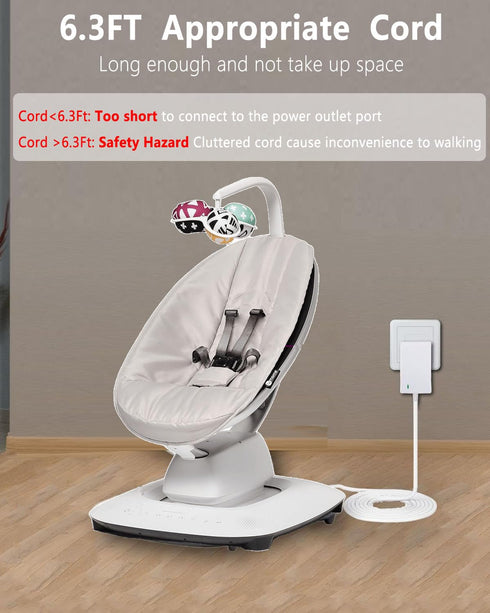 12V 3A Power Cord for 4moms mamaRoo 2/4, for Rockaroo Baby Swing, for mamaroo 2015 Infant Seat Bouncer Replacement AC Adapter Charger...