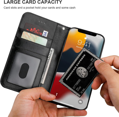 Bocasal Detachable Wallet Case for iPhone 13 RFID Blocking Card Slots Holder Premium PU Leather Magnetic Kickstand Shockproof Wrist Strap Removabl...
