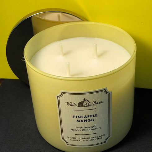 Bath & Body Works, White Barn 3-Wick Candle w/Essential Oils - 14.5 oz - New Core Scents! (Pineapple Mango)...