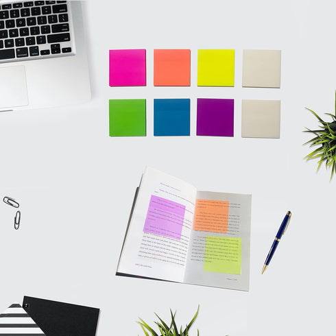 iKyce 400 Sheets Transparent Sticky Notes? 3 x 3 inch Clear Self-Sticky Annotation, Waterproof Translucent Color Memo Pad, See Through Office & Sc...