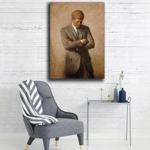 LVUPIIG John F Kennedy White House Presidential Portrait Canvas Art Poster and Wall Art Picture Print Modern Family bedroom Decor Posters 16x24inc...