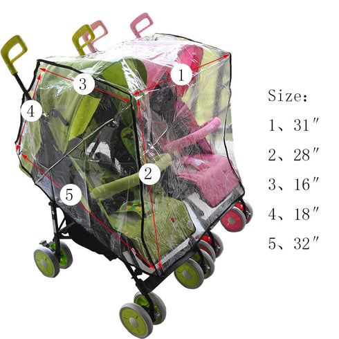 Aligle Twin Stroller Raincoat Universal Size Side by Side Stroller Weather Shield, Baby Rain Cover/Wind Shield...