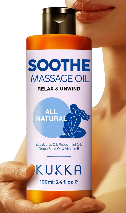 Kukka Soothe Massage Oil for Massage Therapy - Spa Quality Warming Massage Oil - Body Oils for Women & Men - Infused with Eucalyptus Oil, Peppermi...
