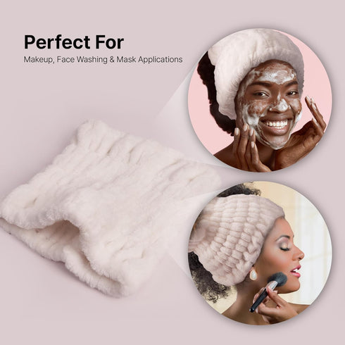 Red by Kiss Extra Wide Spa Headband, Super Absorbent & Soft Fluffy Plush Fleece, Full Hairline Coverage, Essential for Makeup, Skincare, Face Wash...