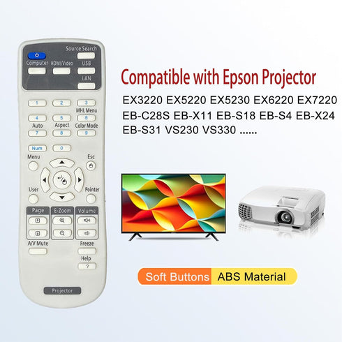 Replacement Remote Compatible with Epson Projectors X39 S39 W39 107 108 109W 1266 1286 2042 2142W 2247U 970 980W 990U 580 585w 570 575W 520 525W 5...
