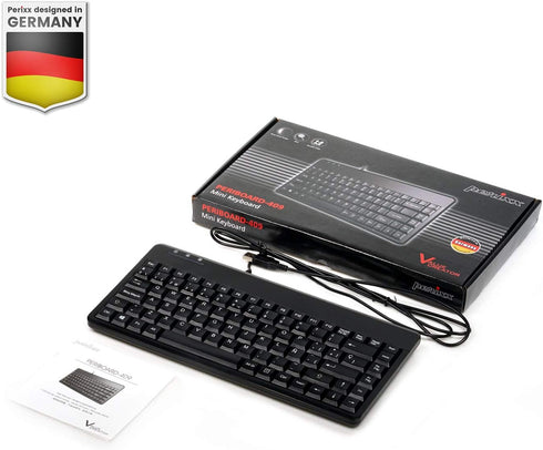 Perixx PERIBOARD-409U ES - Mini USB Teclado - Negro Brillante - QWERTY Español con Ñ tecla...