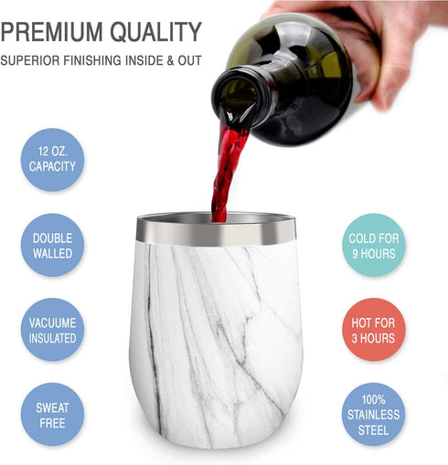 CHILLOUT LIFE 12 oz Stainless Steel Tumbler with Lid - Wine Tumbler Double Wall Vacuum Insulated Travel Tumbler Cup for Coffee, Wine, Cocktails, I...
