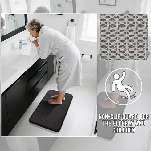 Yimobra Memory Foam Bath Mat, Super Soft Absorbent Bathroom Rug Non Slip 24x17 Inch, Quick Dry, Machine Washable Floor Carpet for Tub Shower, Home...