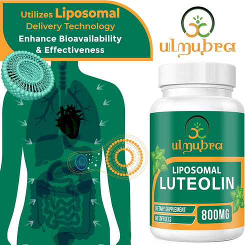 800 MG Liposomal Luteolin Supplement - Maximum Absorption, Premium Antioxidant Supplement for Brain & Overall Well-being, 60 Softgels - 30-Day Sup...