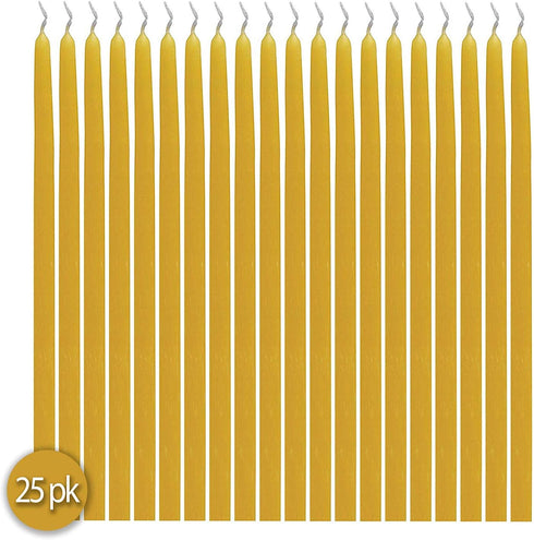 Hyoola Beeswax Taper Candles - 25 Pack - Handmade, All Natural, 100% Pure Scented Bee Wax Candle - Tall, Decorative, Golden Yellow - 9” Tall - Han...