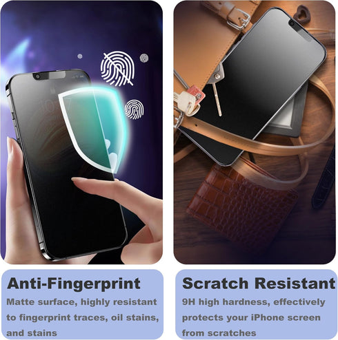 Matte Privacy Screen Protector for iPhone 14/iPhone 13Pro /13 Screen Protector Privacy Glass Anti-Glare,Anti-Spy Tempered Glass Film,Smooth and Re...