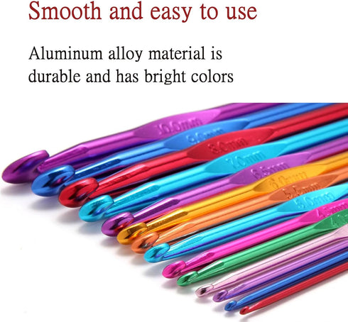 MREIYREI 14PCS Crochet Crochet Sleeve, high Quality Color Aluminum Ergonomic Handle Crochet for Arthritic Hands, Crochet for Arthritic Hands, Beau...