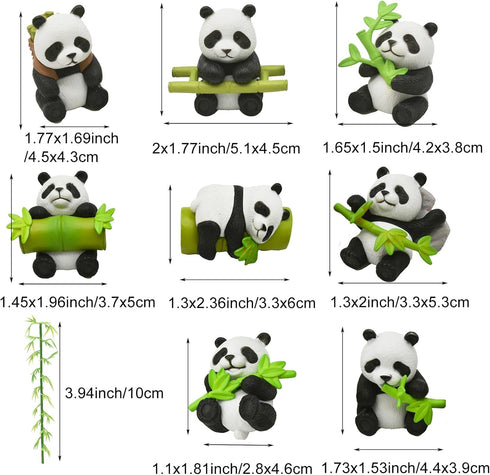 8Pcs Miniature Panda and Bamboo Figurines Mini Panda Figures Resin Cake Toppers for DIY Fairy Garden Dollhouse Bonsai Craft Moss Landscape Birthda...