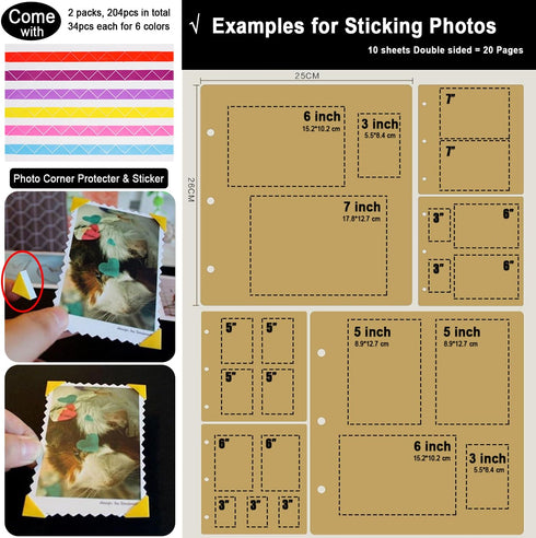 10 Sheets Double Sided Scrapbooking Refill Pages, 9.84x10.24" No Acid Thick Additional Craft Paper Cardboard for ALL ADVcer 10x10 inch Three-Ring ...