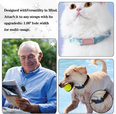 2 Pack Waterproof Dog Collar Holder Compatible with Samsung Galaxy SmartTag 2, Silicone GPS Tracker Hidden for Galaxy Smart Tag 2, Anti-Lost Dog C...