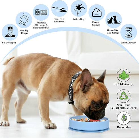Silicone Slow Feeder Dog Bowls for Small Dogs/Medium Sized Dog - Slow Feeder Cat Bowl Wet Food/Dry Food - Cat Slow Feeder Bowl - Slow Cat Feeder B...