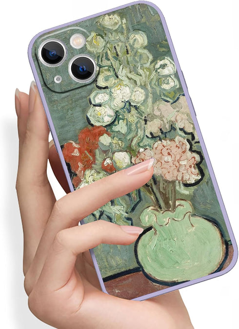 Compatible with iPhone 14 Plus Case, Vase of Flowers by Van Gogh Cute Flower Case for Women Girls, Waterproof Shockproof Phone Cover for iPhone 14...